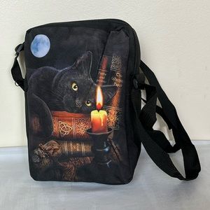 👀Little crossbody bag cat gothic candle print daily streetwear bag